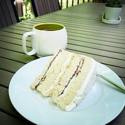 slice of hazelnut chocolate meringue cake