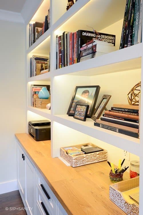 home office built-in cabinets and shelves