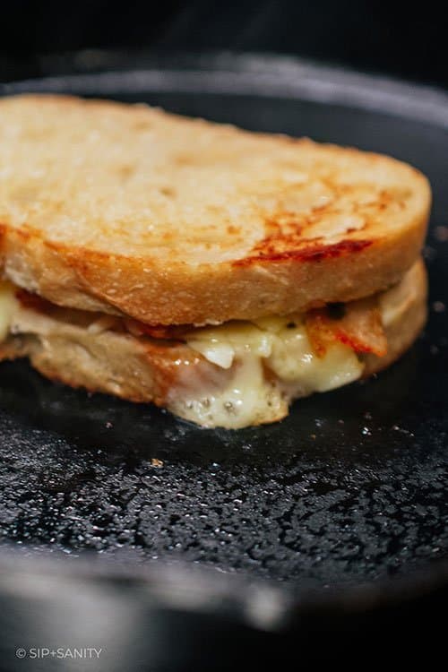 grilled cheese sandwich in a pan