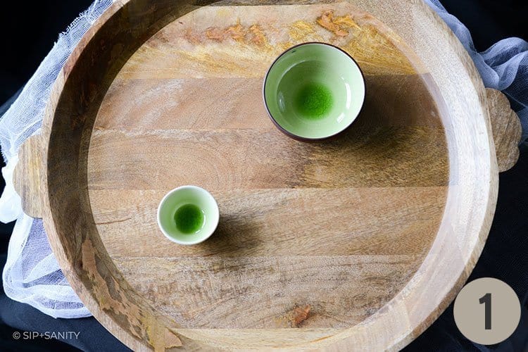 round wooden board and bowls