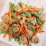 chicken meatballs and carrots on a plate