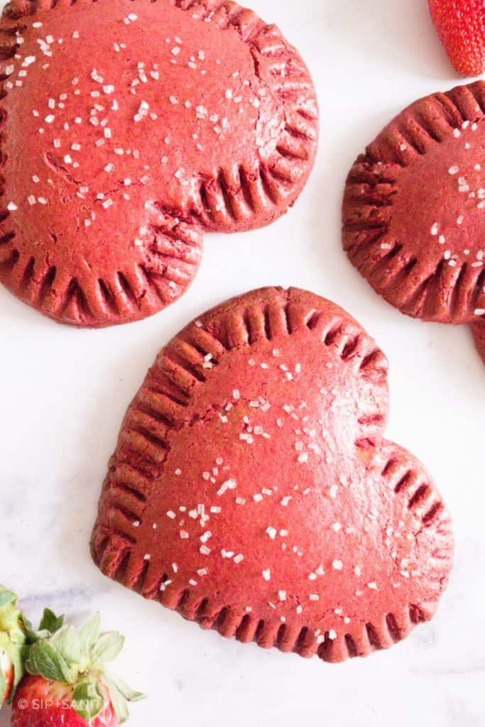 close up of red velvet pop tarts
