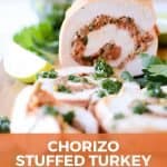 pin image for turkey roulade with chimichurri