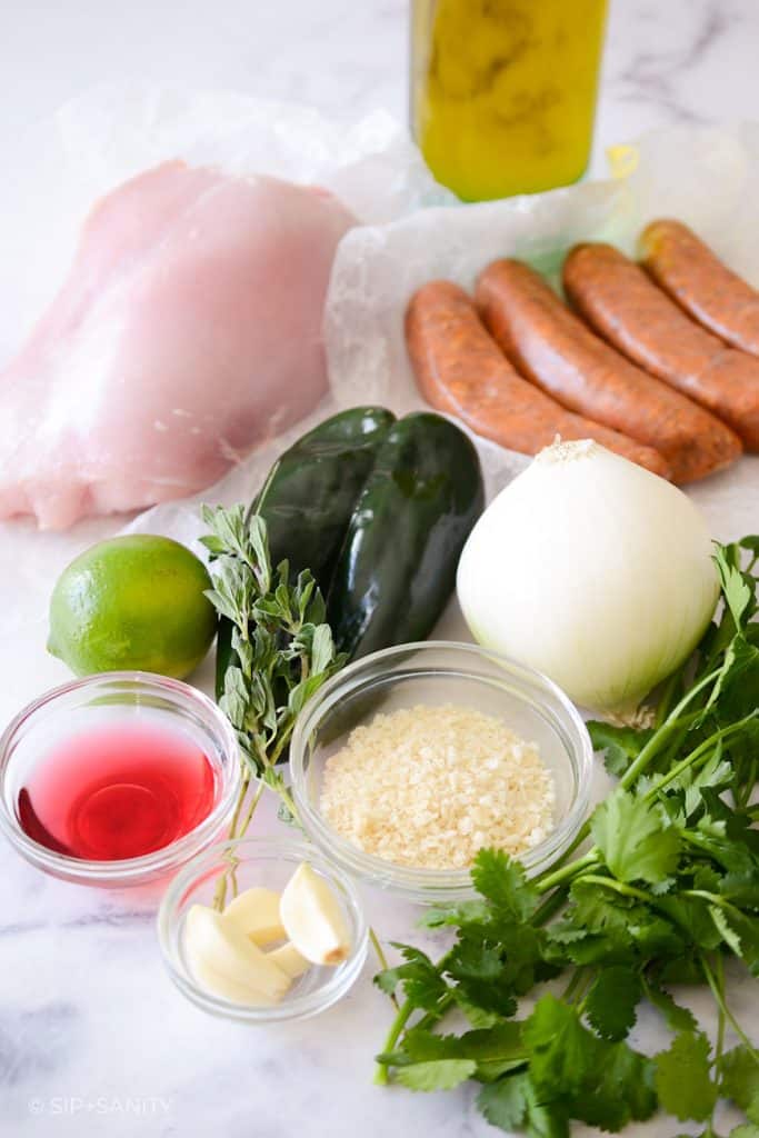 raw ingredients for roasted turkey breast with chorizo stuffing