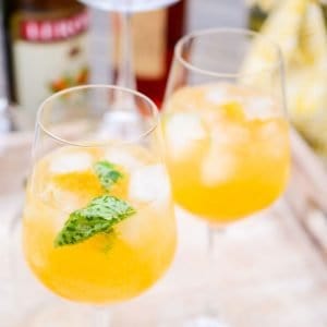 apricot basil sangria with sparkling wine