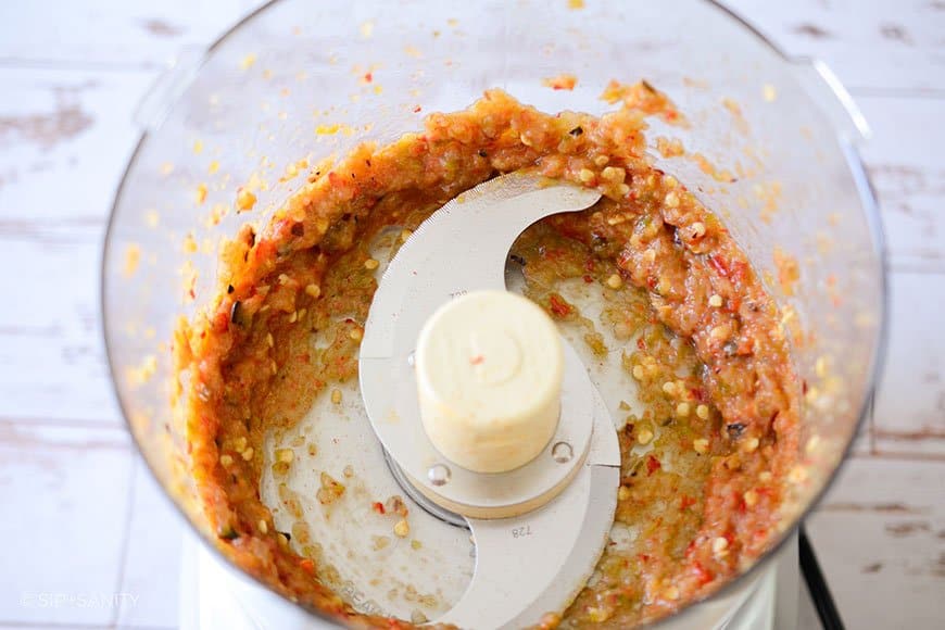 pureed vegetables in a food processor