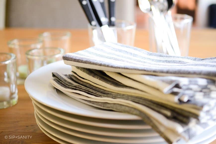 stack of dishes and napkins