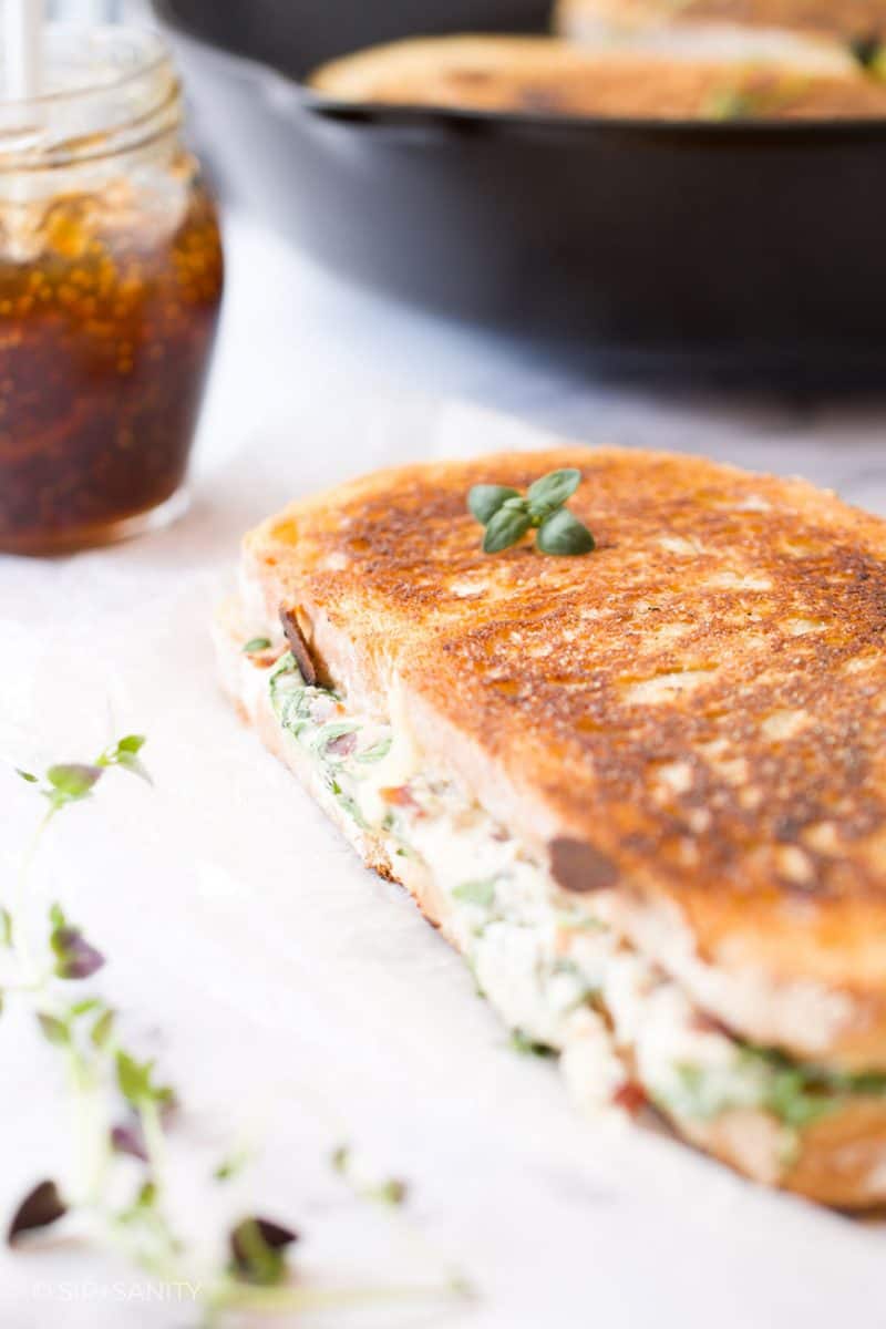 Grilled Cheese Sandwich with Ricotta, Chicken + Fig • Sip + Sanity