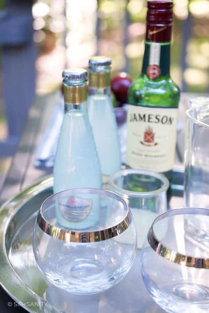 tray with supplies for whiskey cocktails