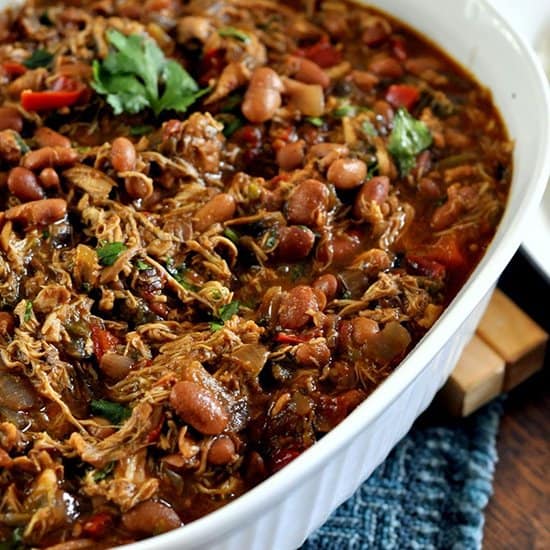 Slow Cooker Smoky Chicken with Pinto Beans from Taste As You Go