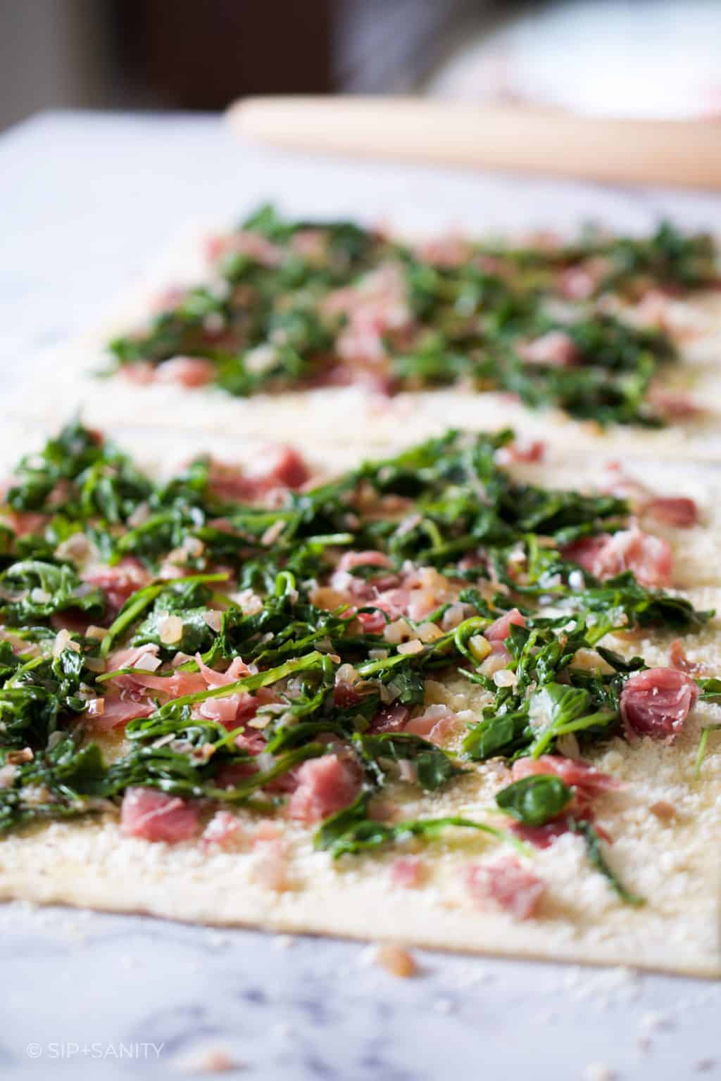 Prosciutto + Parm Brunch Rolls with Fig Jam Drizzle • Sip + Sanity