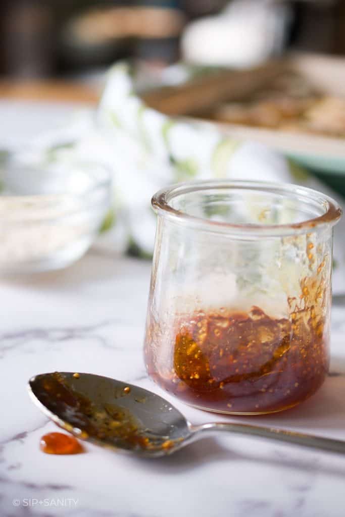 jar of fig jam and a spoon
