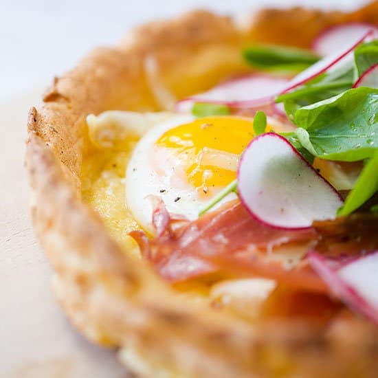 Savory Dutch Baby with eggs and serrano ham