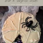 pin image for marshmallow spiderweb halloween cake