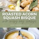pin image for roasted acorn squash bisque