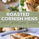 pin image for roasted butterflied cornish hens