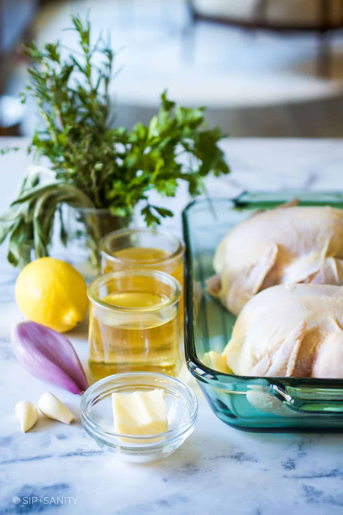 ingredients for roasted butterflied cornish hens