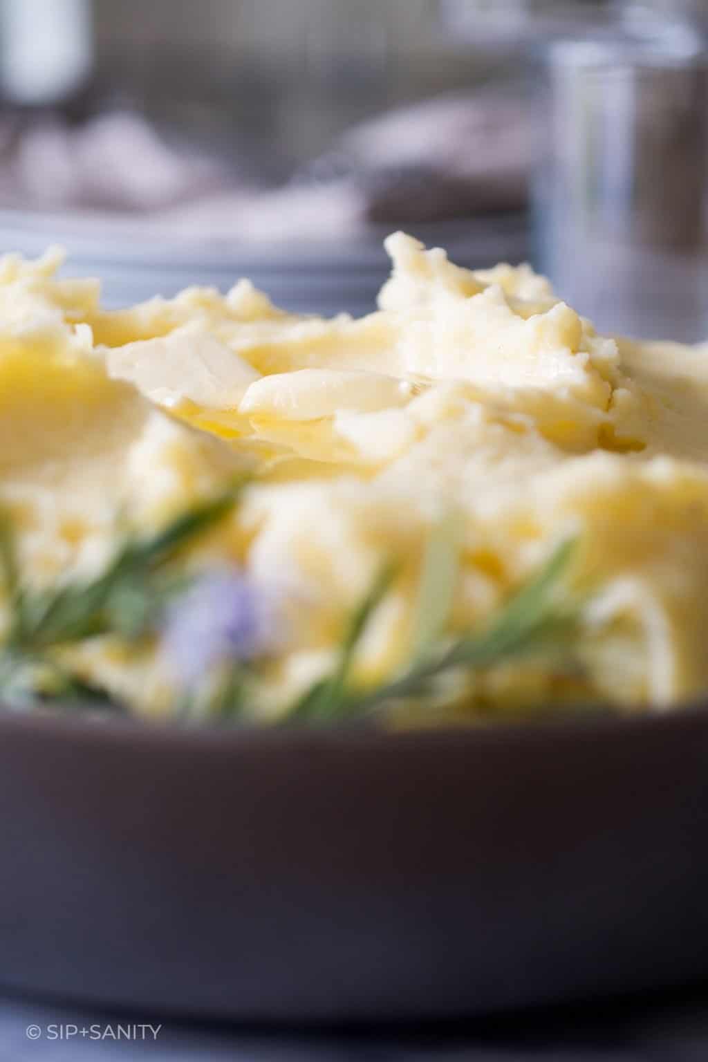 Roasted Garlic + Mascarpone Mashed Potatoes • Sip + Sanity
