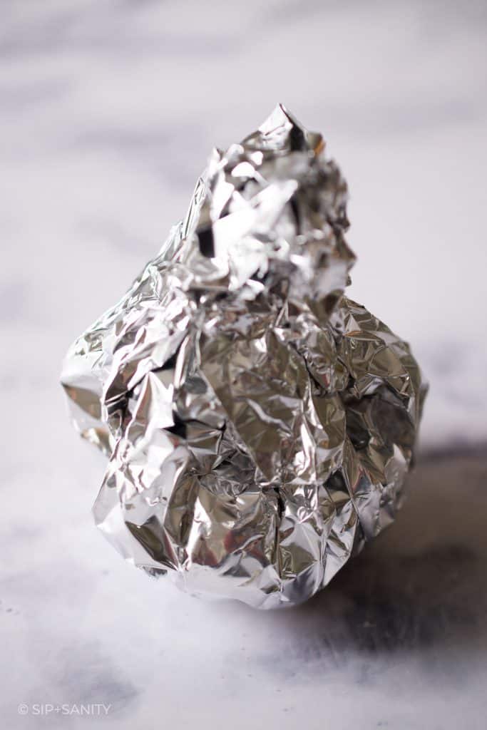 foil wrapped bulb of garlic