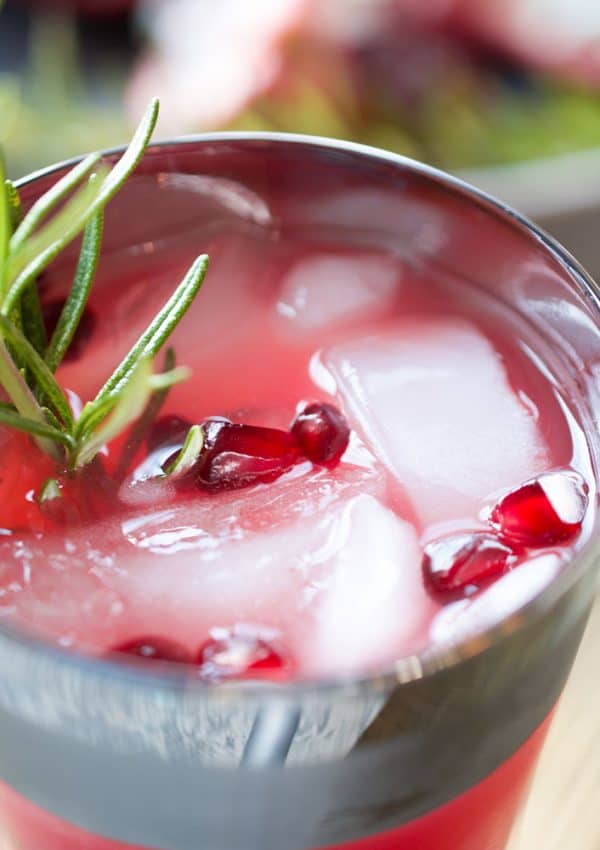 grapefruit and pomegranate cocktail with rosemary