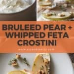 pin image for pear and whipped feta crostini