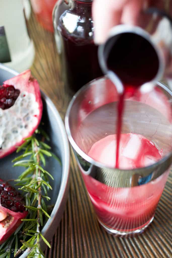 pouring pomegranate juice