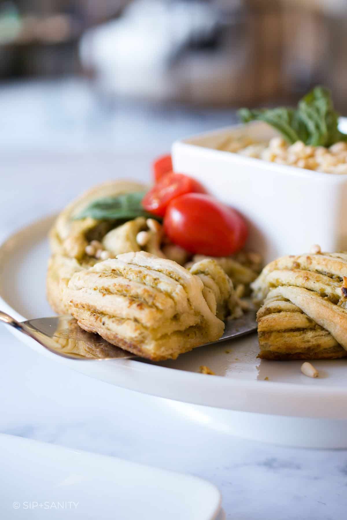 Pesto Bread Wreath + Goat Cheese Spread • Sip + Sanity