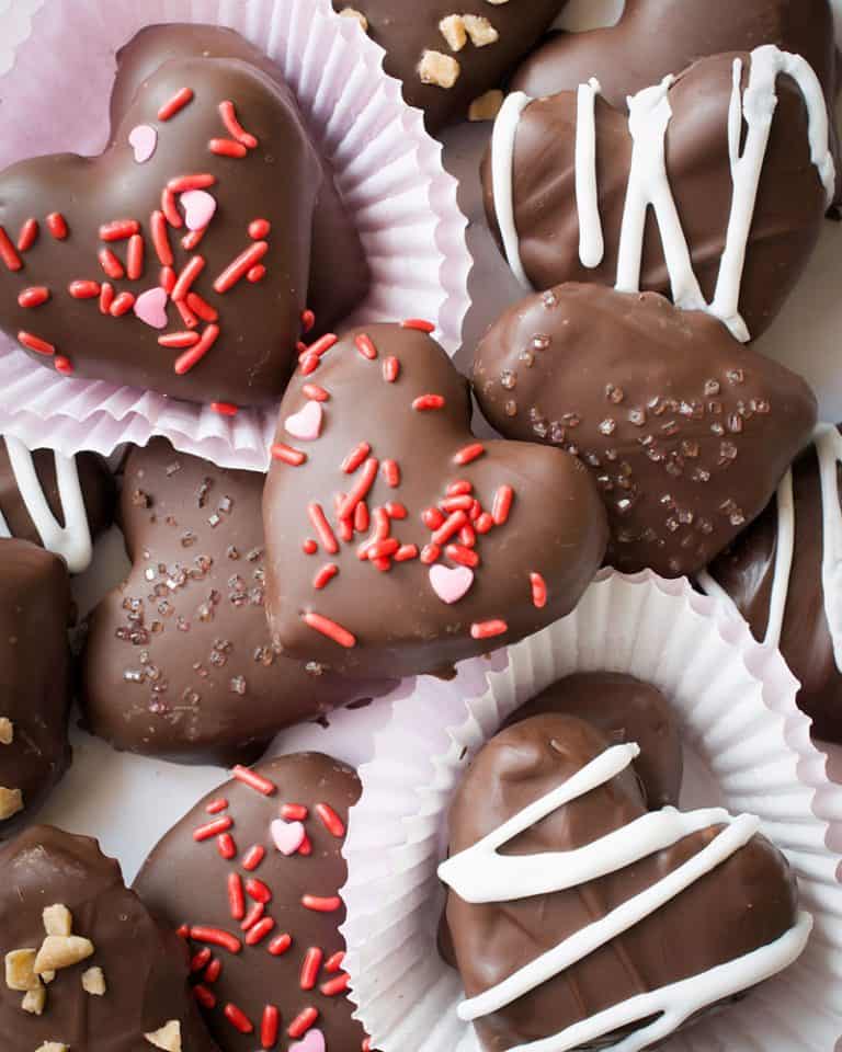 Chocolate + Caramel Toffee Shortbread Hearts