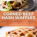 Pin image for corned beef hash waffles.