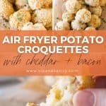 Pin image for air fryer potato croquettes.