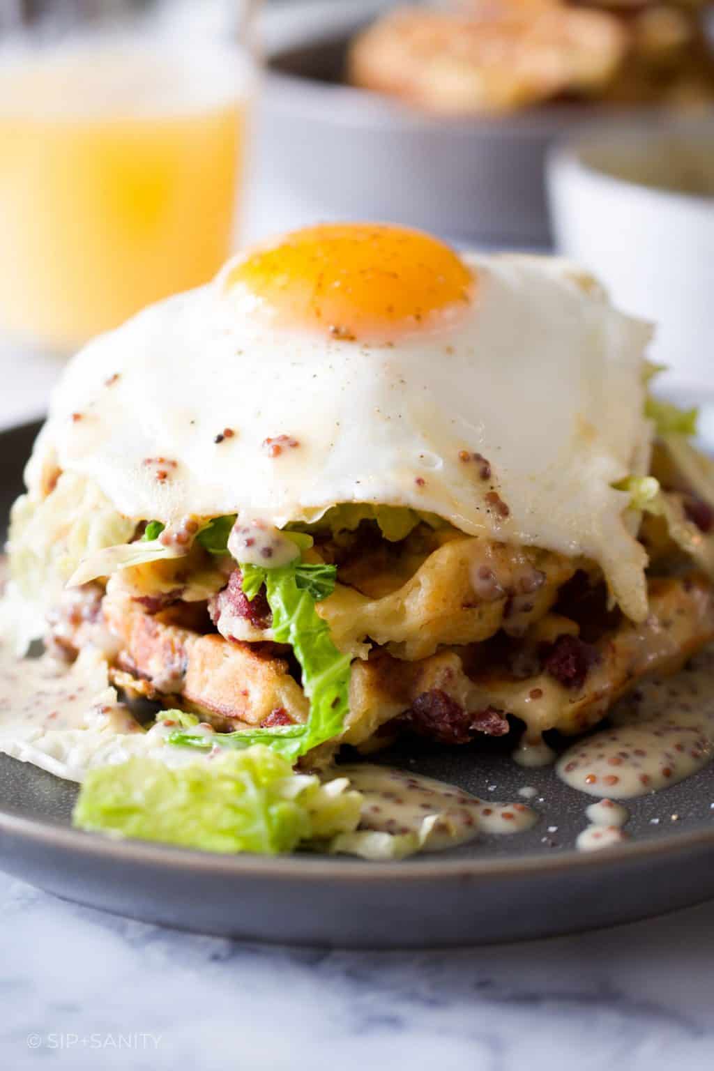 Leftover Corned Beef Hash Waffles • Sip + Sanity