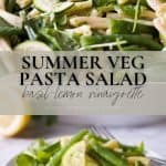Pin image for summer pasta salad.
