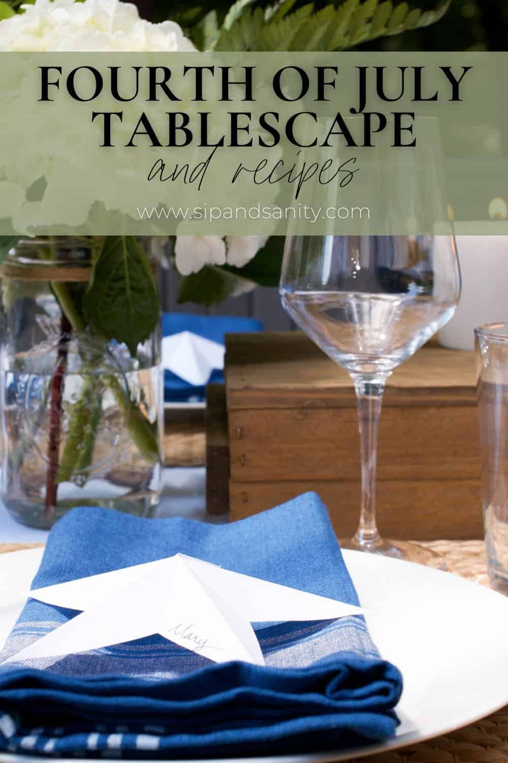 Pin image for 4th of July tablescape.
