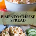 Pin image for goat and gouda pimento cheese spread.
