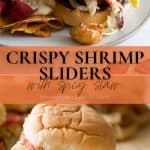 Pin image for crispy shrimp sliders.