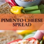 Pin image for goat and gouda pimento cheese spread.