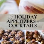 Pin image for holiday appetizers and cocktails.