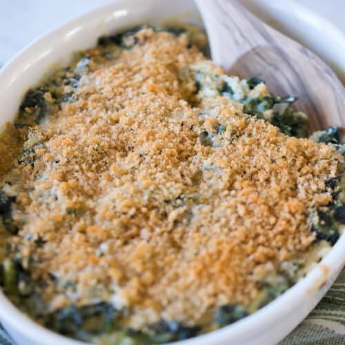 Asiago Creamed Spinach Casserole • Sip + Sanity