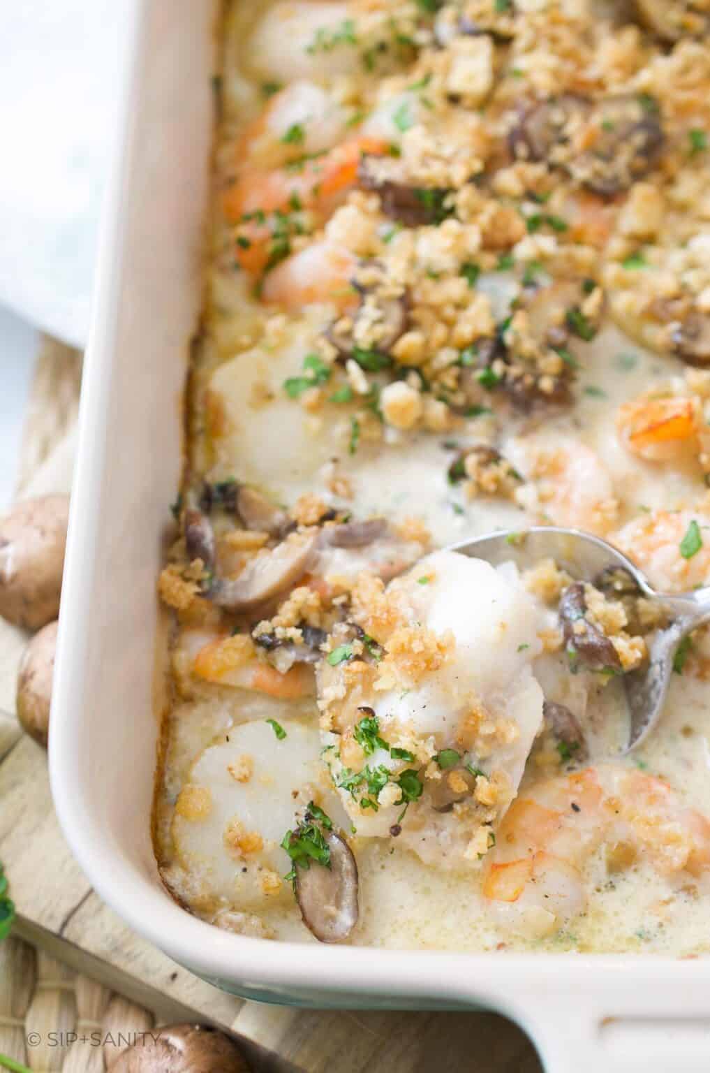 Baked New England Seafood Casserole Recipe • Sip + Sanity