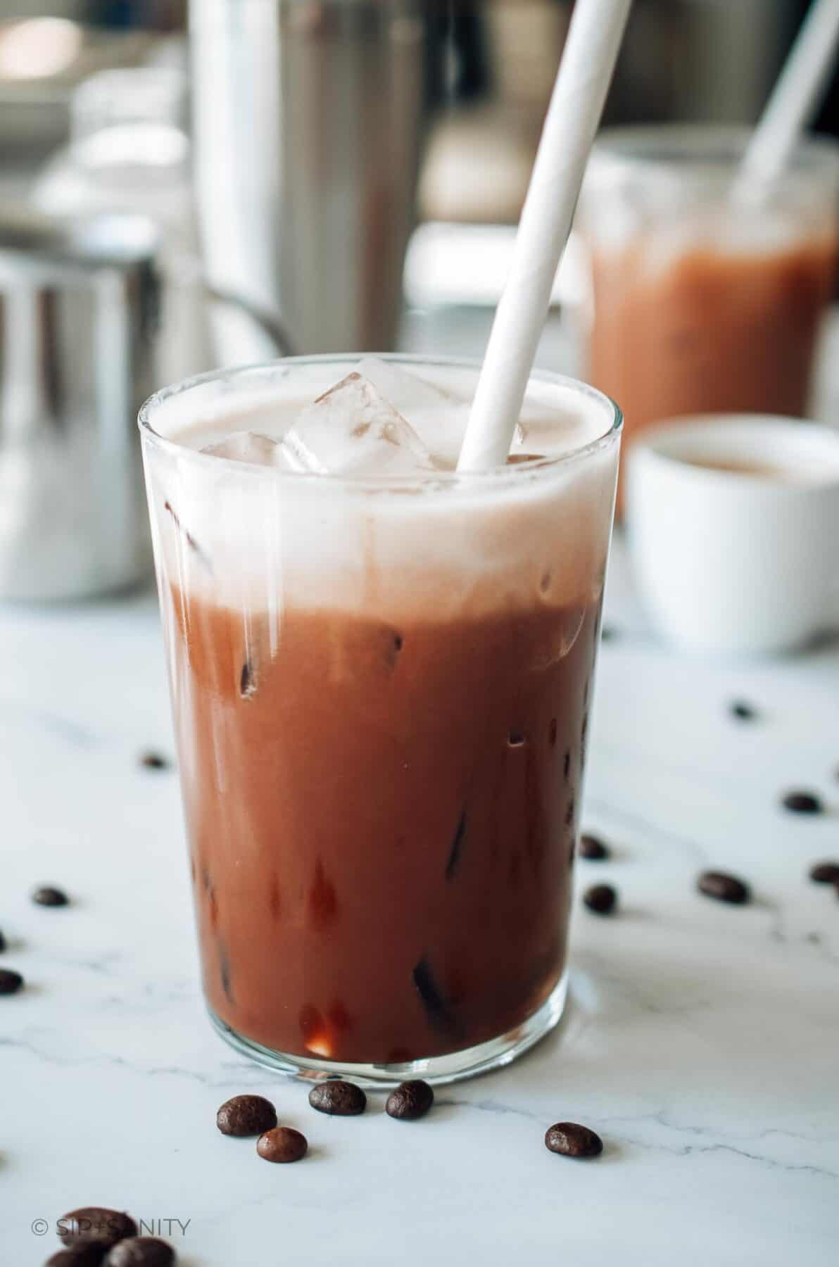 Iced Chocolate Almond Milk Shaken Espresso • Sip + Sanity