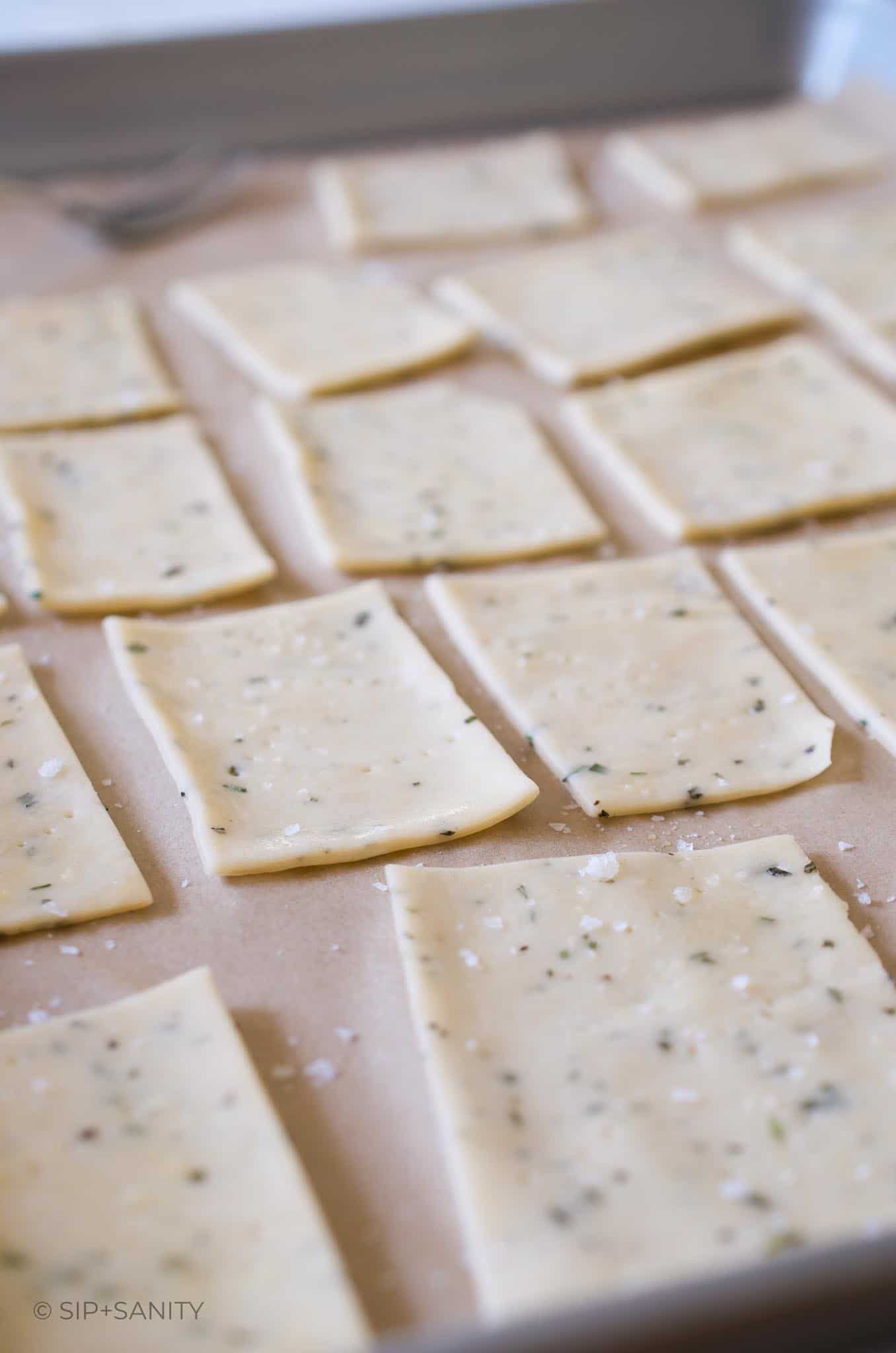 Easy Homemade Rosemary + Sea Salt Crackers • Sip + Sanity