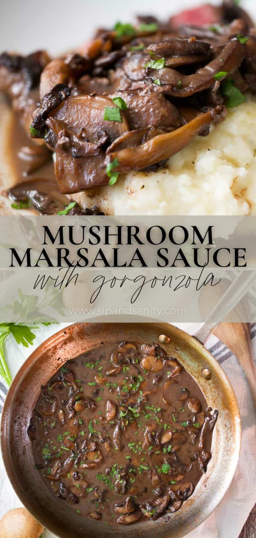 Pin image for mushroom marsala sauce with gorgonzola.