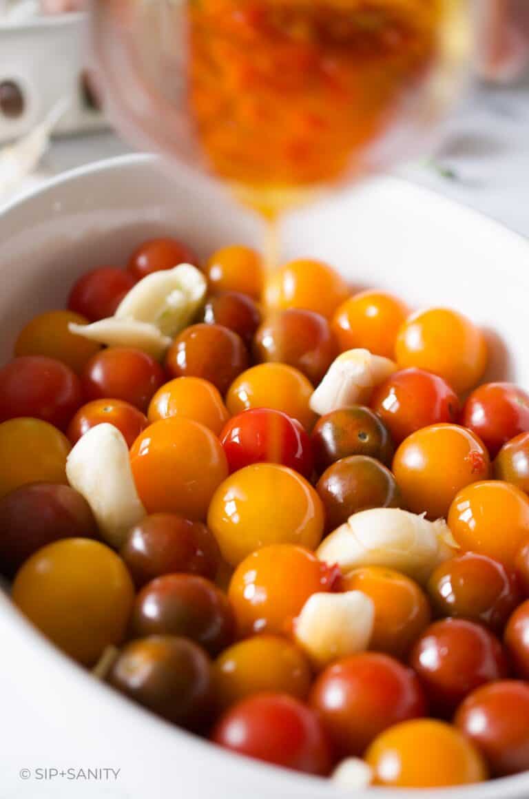 Spicy Garlic Tomato Confit with Calabrian Chili • Sip + Sanity