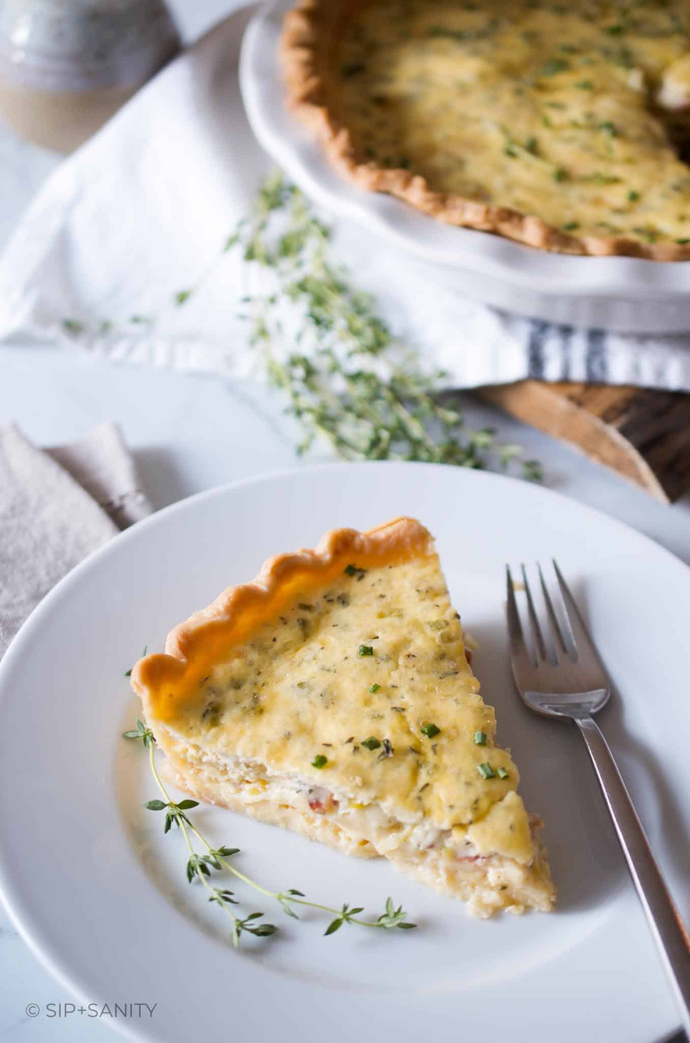 Bacon + Leek Buttermilk Quiche Recipe • Sip + Sanity