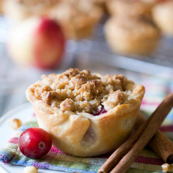 Muffin Tin Apple Cranberry Pies with Walnut Streusel