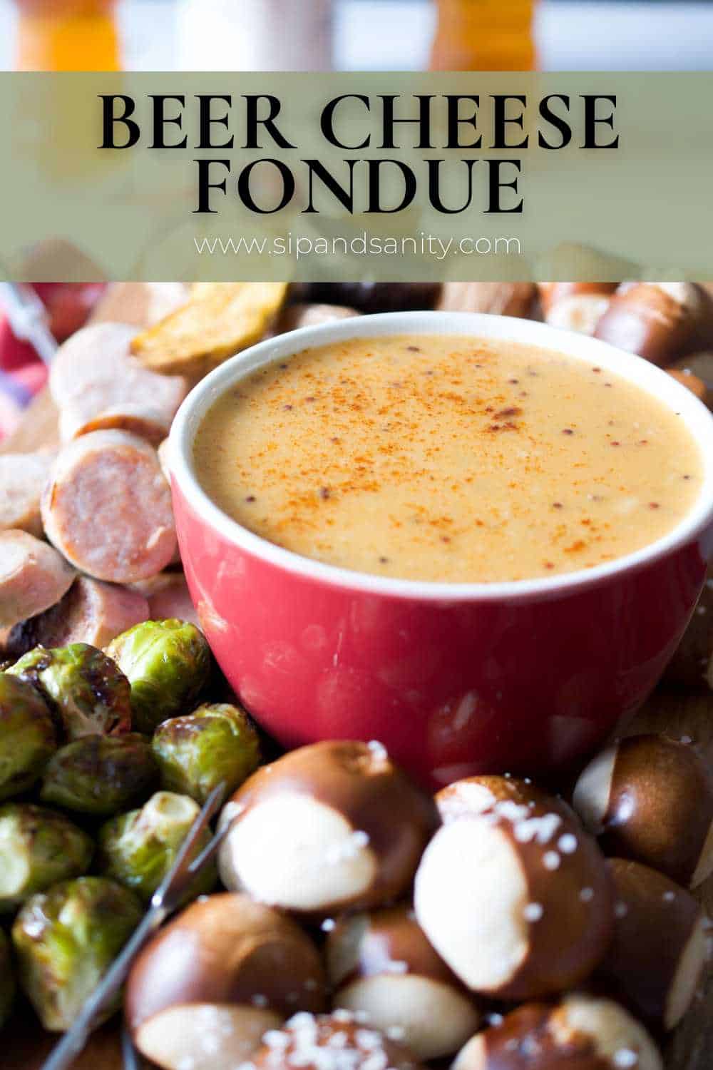 Pin image for beer cheese fondue.