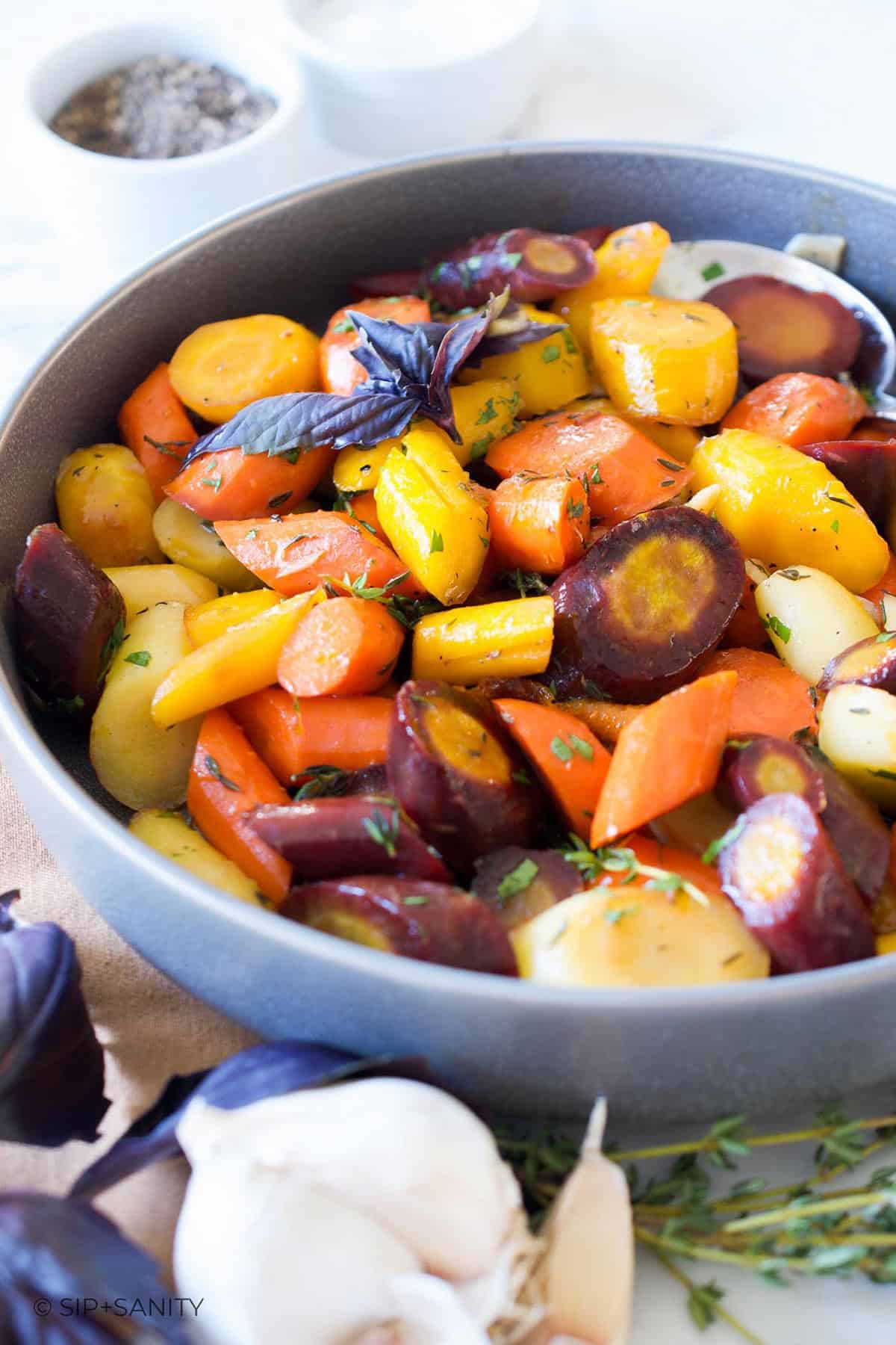 Roasted Rainbow Carrots with Orange Brown Sugar Glaze • Sip + Sanity