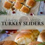 Pin image for cranberry and cheese turkey sliders.
