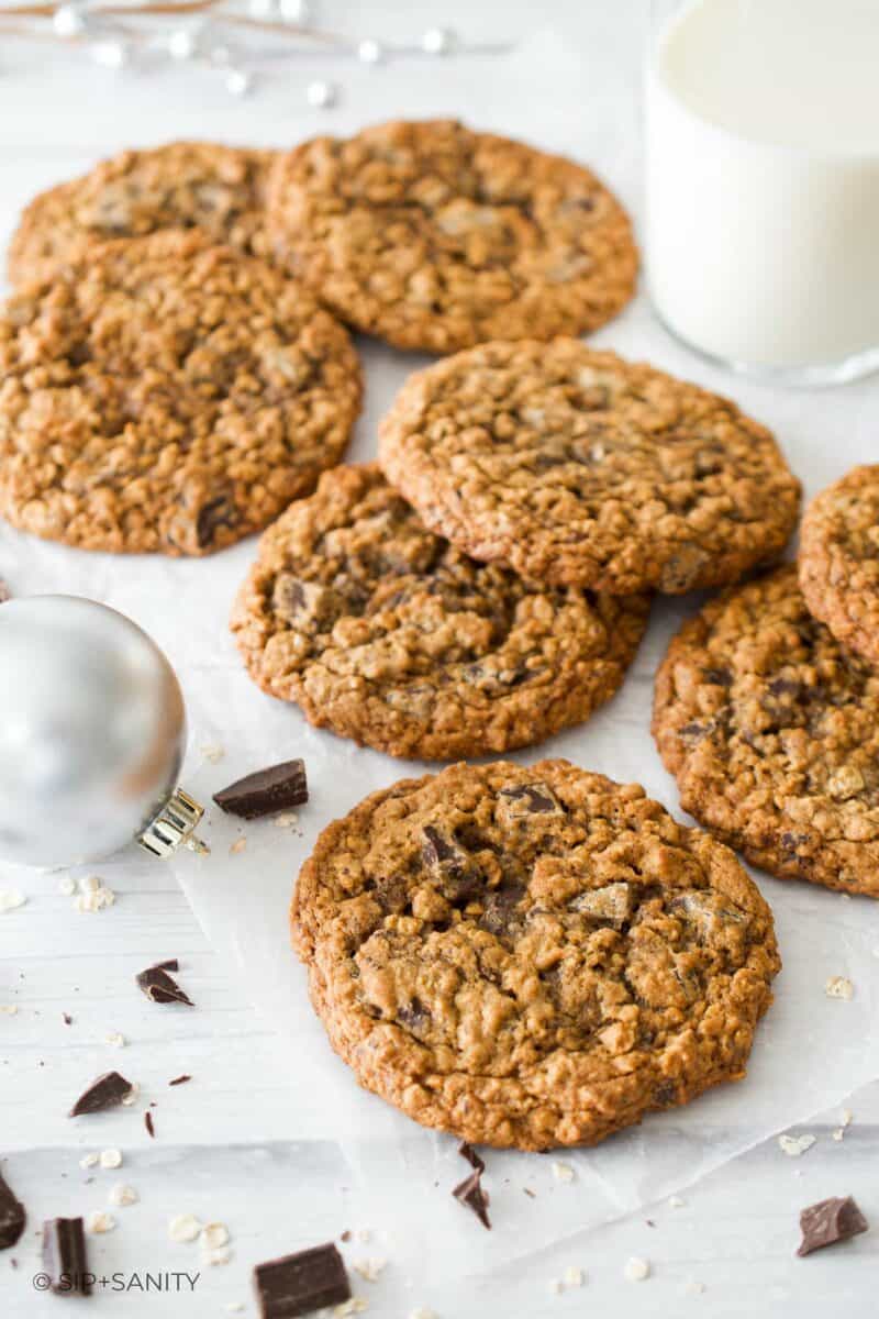 Big Ol' Chocolate Chip Molasses Oatmeal Cookies • Sip + Sanity