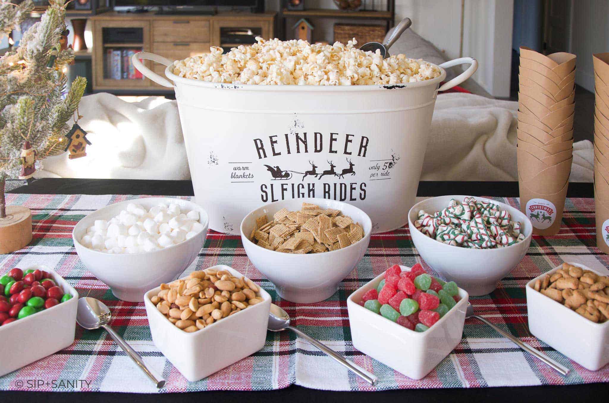 Holiday Popcorn Bar Ideas for Last Minute Entertaining • Sip + Sanity